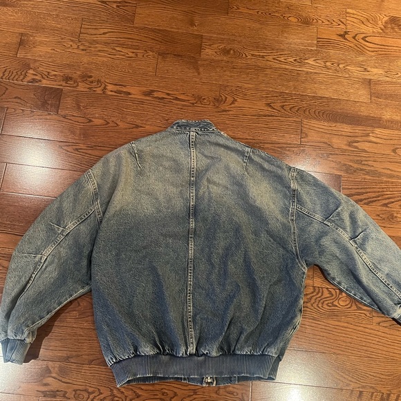 Oversized Denim Bomber Jacket - Picture 2 of 3
